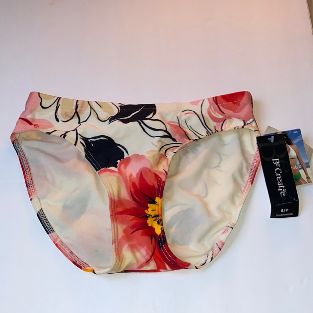 Be Creative Floral Swimsuit Separates  Bikini Bottoms Small New  4/25